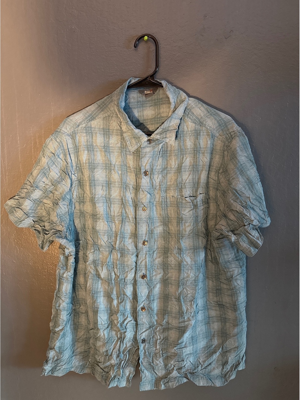 Royal Robbins Men's Light Blue and White Cotton Button-Up Shirt XL